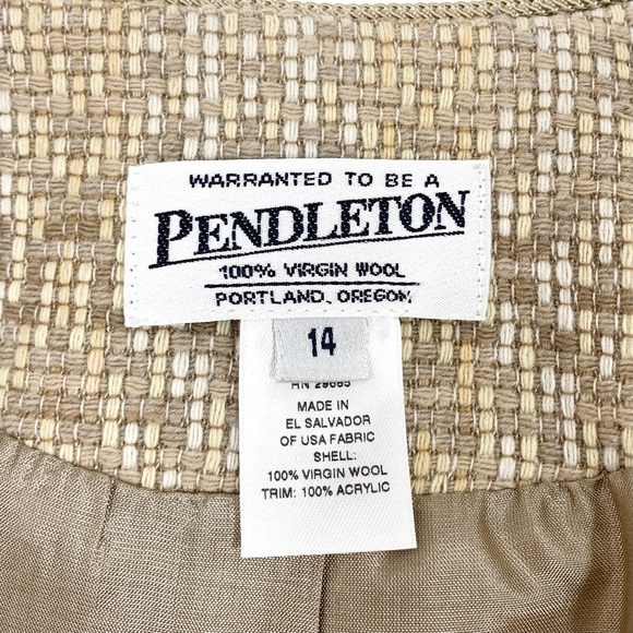 Pendleton Women’s 14 Tan Tweed Wool Blazer Jacket - Picture 9 of 14